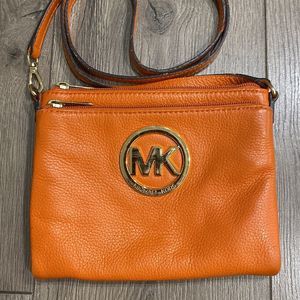 Michael Kors Orange Leather Crossbody Bag